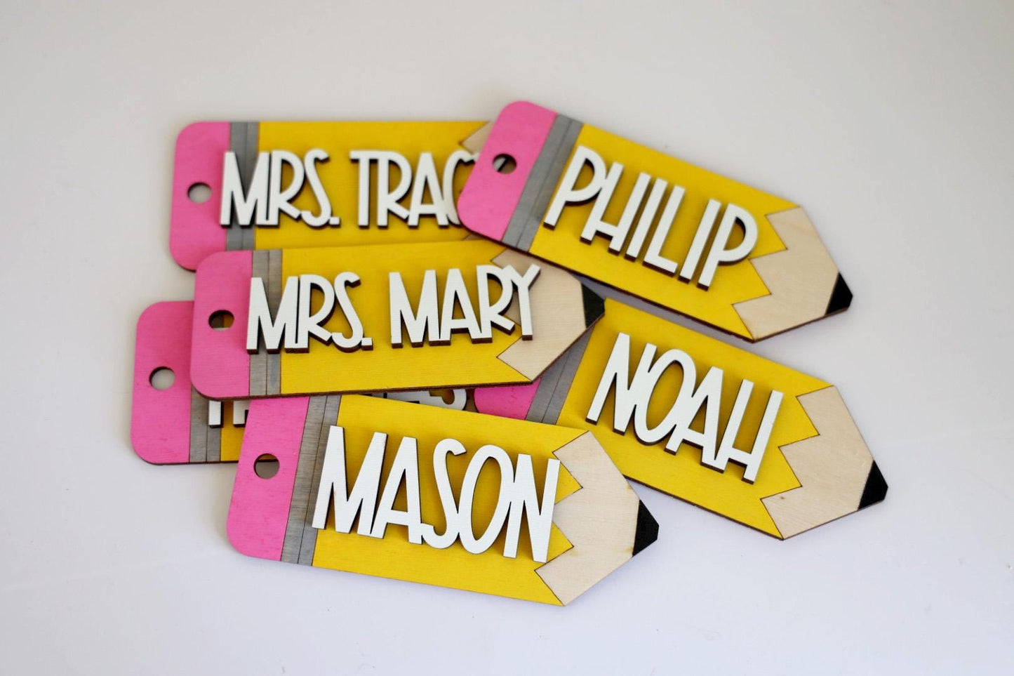 Back to School Gifts | Teacher Gift Tags | Wooden Apple Pencil Name Tags | Wooden Name Labels | Wooden Gift Labels | Teacher Gifts