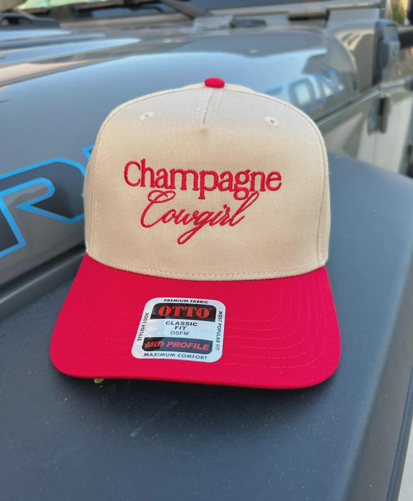 Champagne Cowgirl Embroidered Trucker Hat π₯