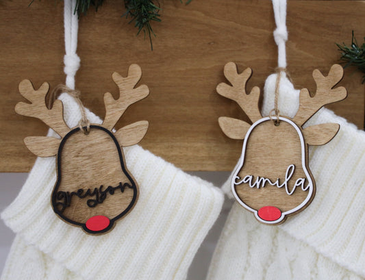 Personalized Stocking Tags |  Wooden Name Tags | Christmas Labels |  Wooden Present Tags | Christmas Stocking tags | Present Tags | Reindeer