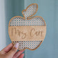 Personalized Teacher Rattan Apple Desk Plaque | Personalized Teacher Door Hanger | Boho Teacher Decor | New Teacher Gift | Wooden Teacher