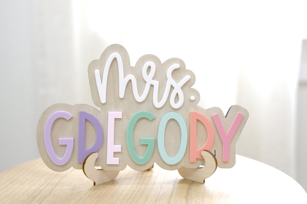 Custom Teacher Name Sign | Personalized Teacher Name Plaque for Desk or Door | Gift for Teacher
