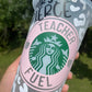 Teacher fuel cup | cheetah print teacher Starbucks cold cup | gifts for teacher | back to school gifts | cheetah cup | cheetah print cup