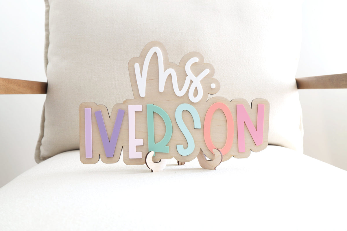 Custom Teacher Name Sign | Personalized Teacher Name Plaque for Desk or Door | Gift for Teacher