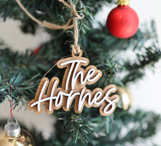 Custom Wooden Family Name Ornament 2025