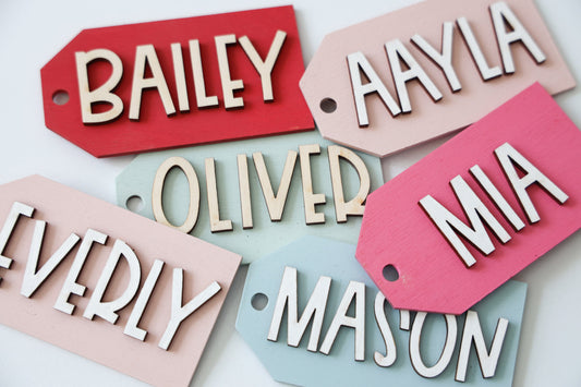 Valentine's Day Name Tags / Wooden Heart Name Tags / Wooden Name Labels / Wooden Gift Labels / Valentines day basket tags