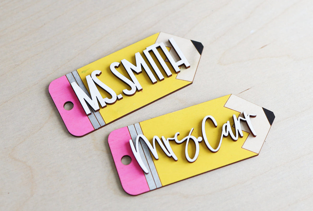 Back to School Gifts | Teacher Gift Tags | Wooden Apple Pencil Name Tags | Wooden Name Labels |  Wooden Gift Labels | Teacher Gifts