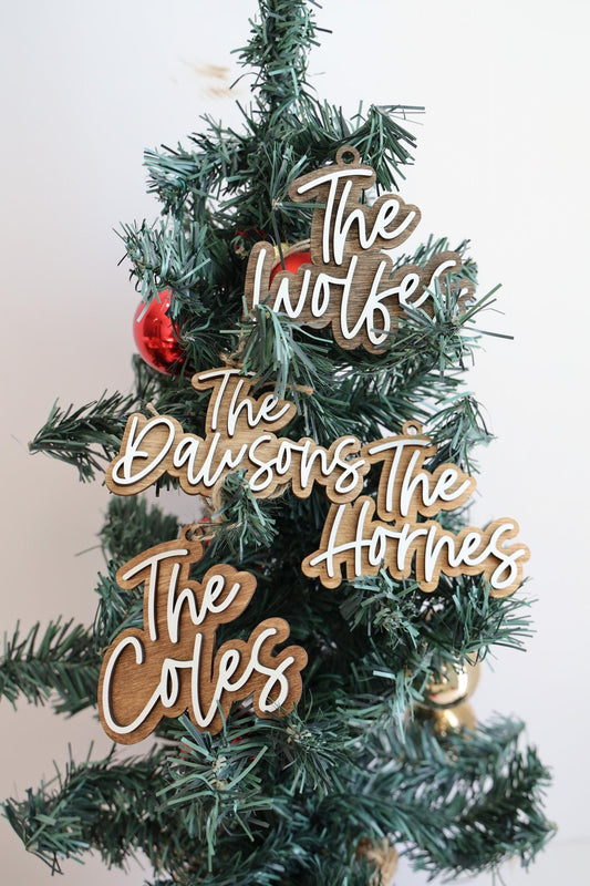 Custom Wooden Family Name Ornament 2025