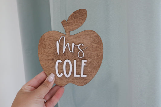 Personalized Desktop Teacher Apple Sign | Mini Apple Sign for Teachers | Gifts for Teachers | Teacher Desk Sign Personalized | Teacher Gift