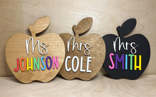 Personalized Desktop Teacher Apple Sign | Mini Apple Sign for Teachers | Gifts for Teachers | Teacher Desk Sign Personalized | Teacher Gift