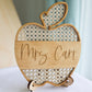Personalized Teacher Rattan Apple Desk Plaque | Personalized Teacher Door Hanger | Boho Teacher Decor | New Teacher Gift | Wooden Teacher