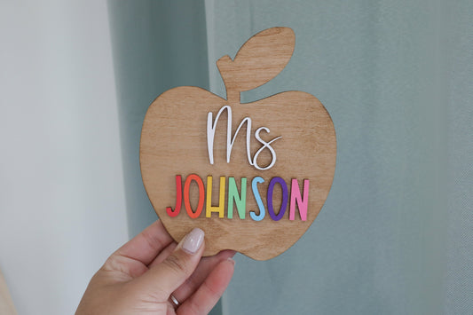 Personalized Desktop Teacher Apple Sign | Mini Apple Sign for Teachers | Gifts for Teachers | Teacher Desk Sign Personalized | Teacher Gift