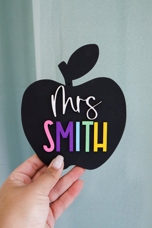 Personalized Desktop Teacher Apple Sign | Mini Apple Sign for Teachers | Gifts for Teachers | Teacher Desk Sign Personalized | Teacher Gift