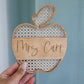 Personalized Teacher Rattan Apple Desk Plaque | Personalized Teacher Door Hanger | Boho Teacher Decor | New Teacher Gift | Wooden Teacher
