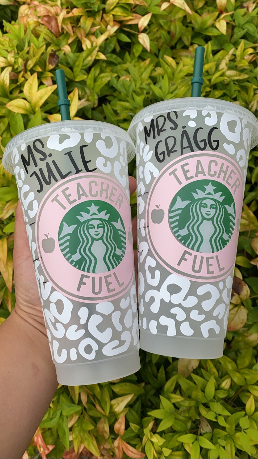 Teacher fuel cup | cheetah print teacher Starbucks cold cup | gifts for teacher | back to school gifts | cheetah cup | cheetah print cup