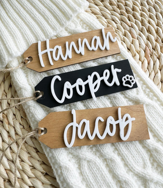 Modern Personalized Stocking Tags |  Wooden Name Tags | Christmas Labels Wooden Present Tags | Christmas Stocking tags Present Tags Acrylic