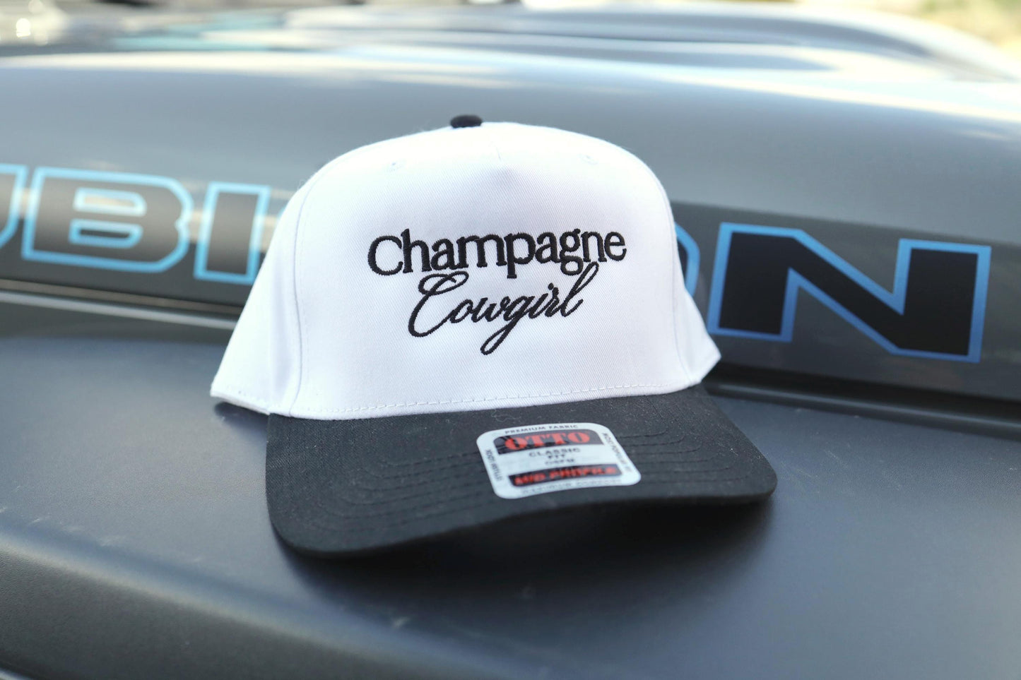 Champagne Cowgirl Embroidered Trucker Hat 🥂