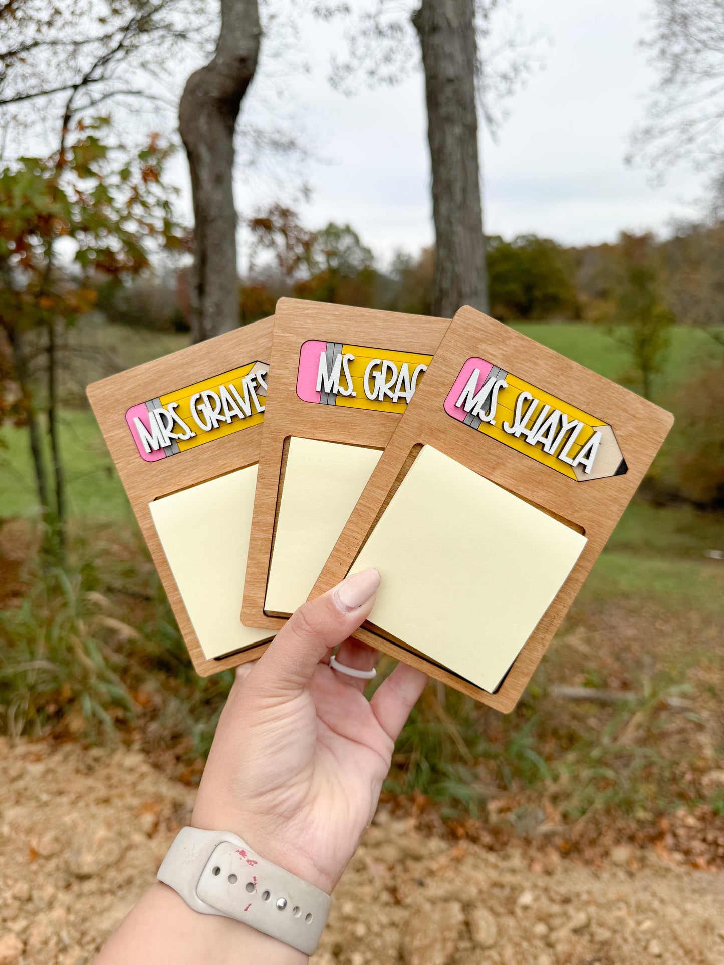 Teacher Sticky Note Holder, Personalized Teacher Gift, Teacher Gift, Desk Decor, Christmas Teacher Gift, Teacher Appreciation Gift