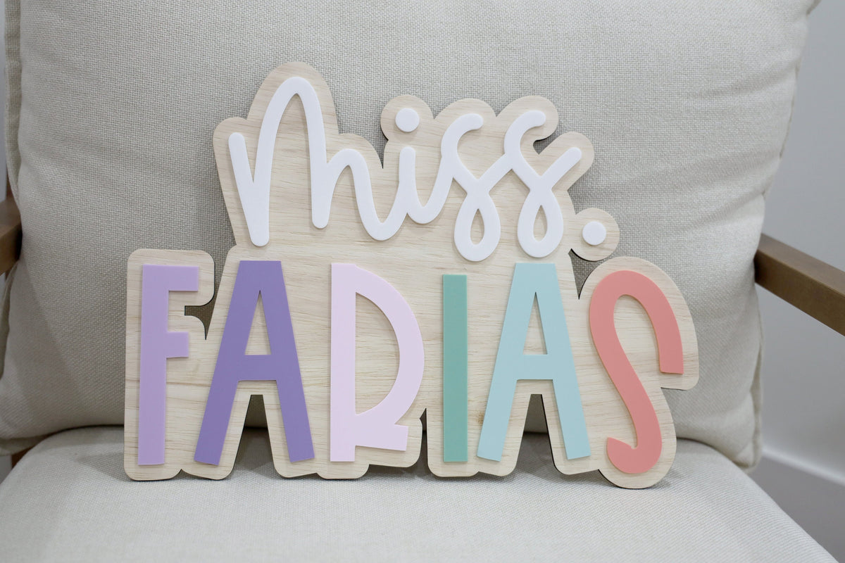 Custom Teacher Name Sign | Personalized Teacher Name Plaque for Desk or Door | Gift for Teacher