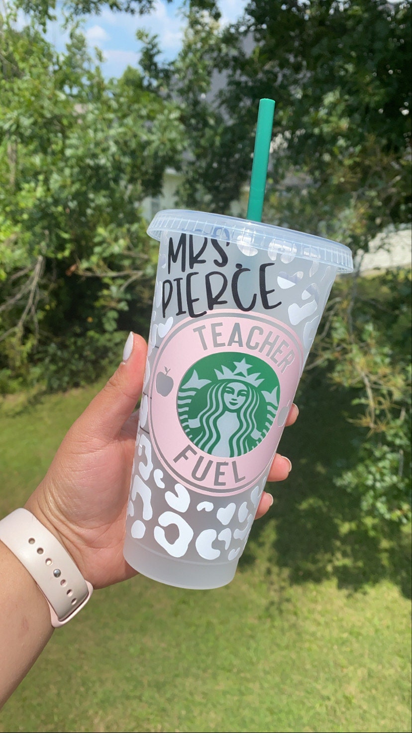 Teacher fuel cup | cheetah print teacher Starbucks cold cup | gifts for teacher | back to school gifts | cheetah cup | cheetah print cup