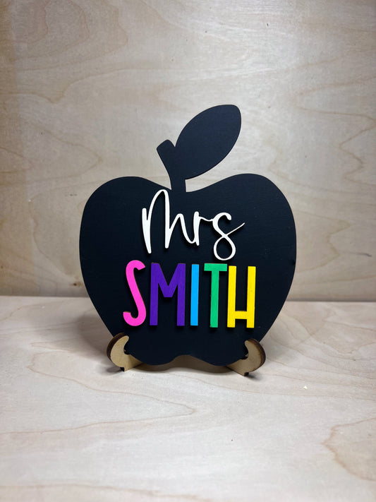 Personalized Desktop Teacher Apple Sign | Mini Apple Sign for Teachers | Gifts for Teachers | Teacher Desk Sign Personalized | Teacher Gift