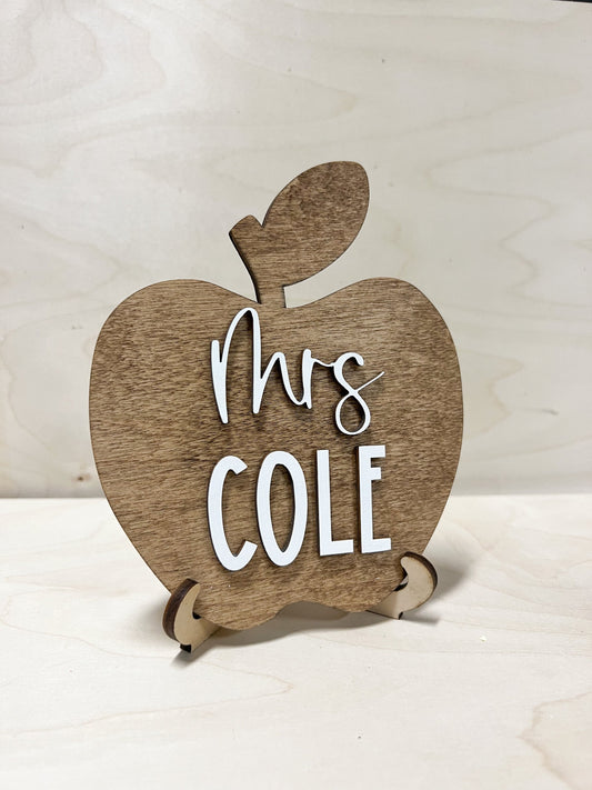 Personalized Desktop Teacher Apple Sign | Mini Apple Sign for Teachers | Gifts for Teachers | Teacher Desk Sign Personalized | Teacher Gift