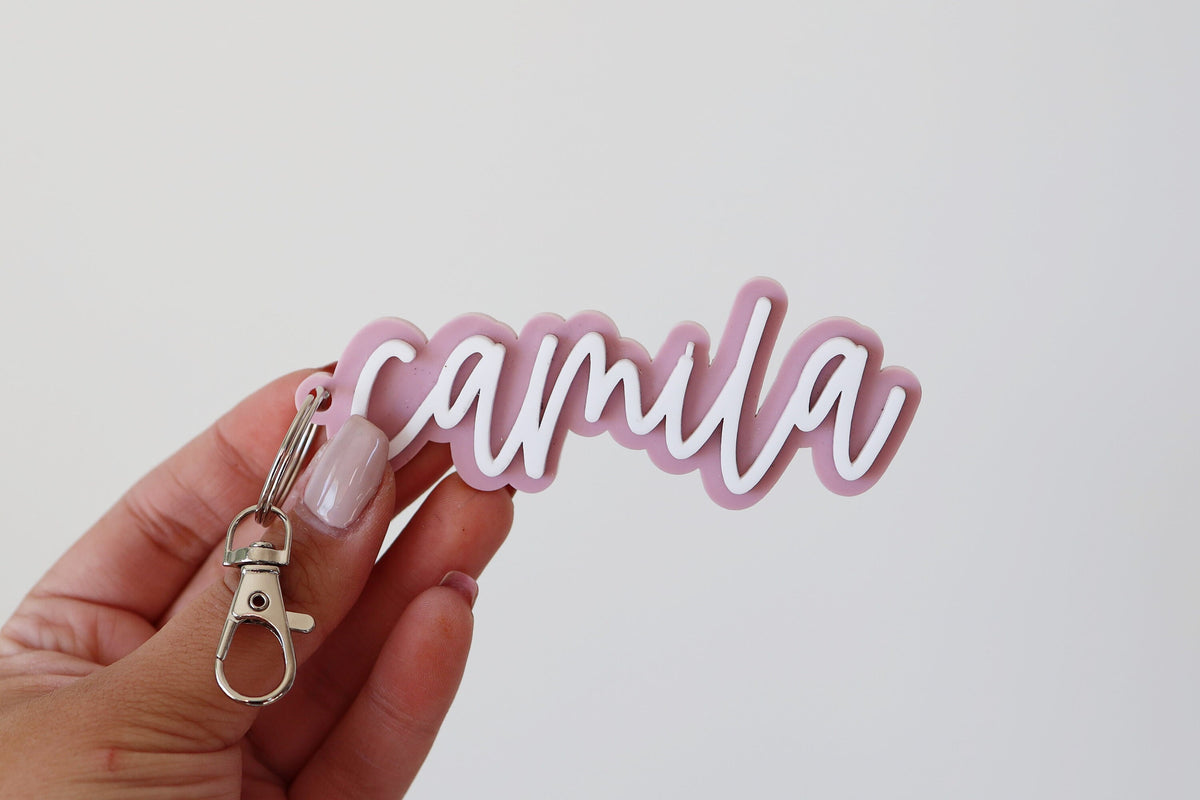 Custom Name Keychain | Retro Acrylic Key| Backpack Name Tag | Diaper Bag Tag| Kids Personalized Keyring | Text Car Key Gift | Birthday gift