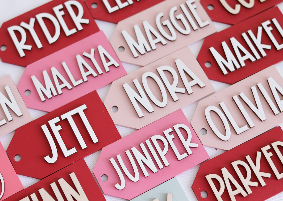 Valentine's Day Name Tags / Wooden Heart Name Tags / Wooden Name Labels / Wooden Gift Labels / Valentines day basket tags