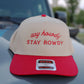 Say Howdy Stay Rowdy Two Tone Hat Embroidered Cowgirl Trucker Hat for Concert Cowboy Two Tone Snapback Western Hat Champagne Cowgirl Hat
